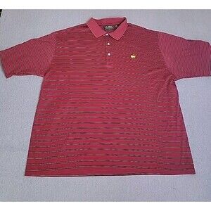 Amen Corner Masters Polo Shirt Mens 2XL Red Stripe Golf Embroidered Pima Cotton‎